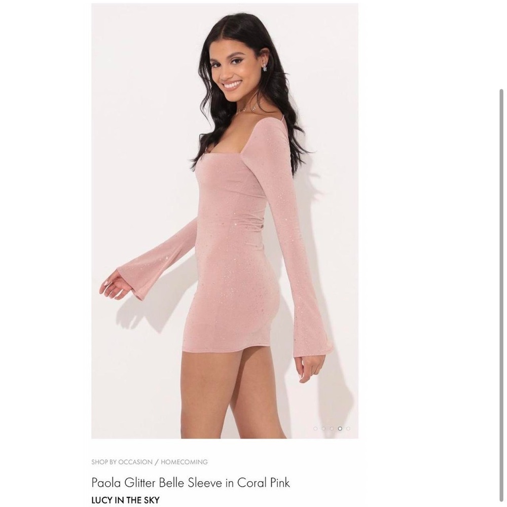 Lucy in the Sky Store Paola Glitter Belle Sleeve in Coral Pink
